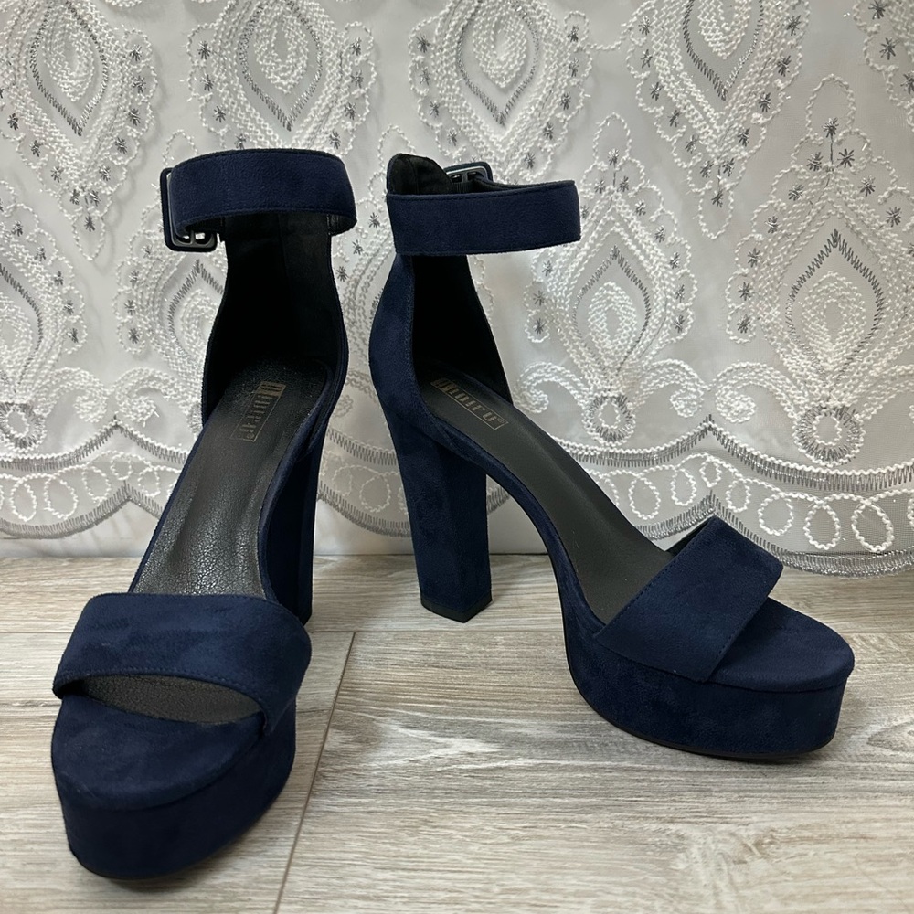 IDIFU Navy Blue Suede Heels